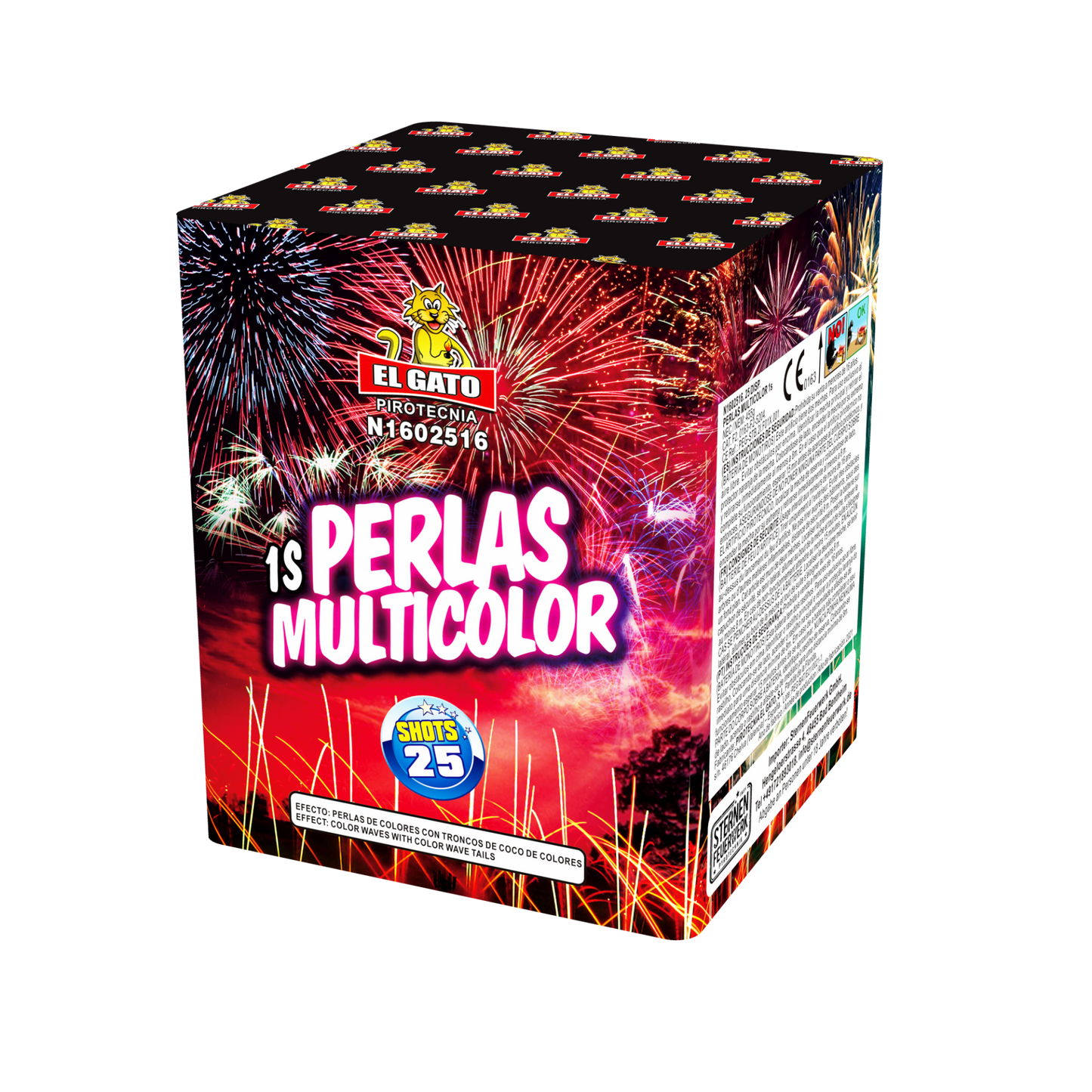 Perlas Multi Color 1sec "El Gato" 25 Schots Batterij